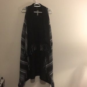Extra long cardigan vest